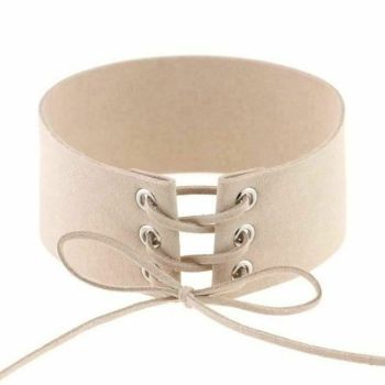 House Of Dasein Bdsm Lace Up Collar Sexy Submissive Choker Necklace Bondage Restraints - Nude