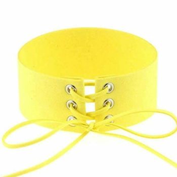 House Of Dasein Bdsm Lace Up Collar Sexy Submissive Choker Necklace Bondage Restraints - Yellow