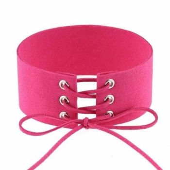 House Of Dasein Bdsm Lace Up Collar Sexy Submissive Choker Necklace Bondage Restraints - Rose