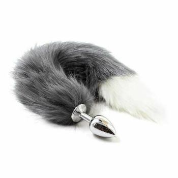 House Of Dasein Fluffy Fox Bunny Tail Anal Plug Pet Play Bdsm Cosplay - Grey White - Fox Tail