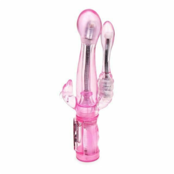 House Of Dasein Triple Pleasure Rabbit Vibrator Bdsm Spot Clitoris Stimulator Anal Plug - Pink - Long & Small Probe