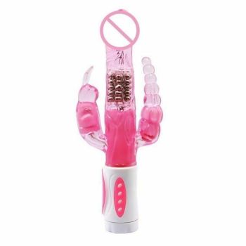 House Of Dasein Triple Pleasure Rabbit Vibrator Bdsm Spot Clitoris Stimulator Anal Plug - Pink - 2 X Medium Probe