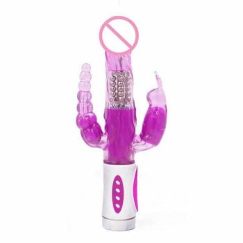 House Of Dasein Triple Pleasure Rabbit Vibrator Bdsm Spot Clitoris Stimulator Anal Plug - Purple - 2 X Medium Probe