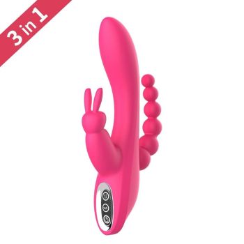 House Of Dasein Triple Penetration Rabbit Vibrator G Spot Anal Clitoral Stimulation Bdsm - Rose
