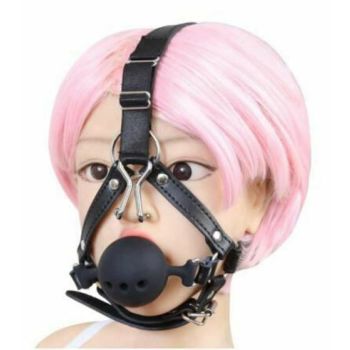 House Of Dasein Ball Gag Head Harness Mask Muzzle Blindfold Bondage Kink Bdsm Fetish Restraints - Style E
