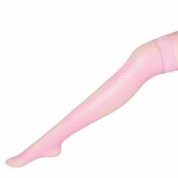 House Of Dasein Thigh High Lace Top Fishnet Stockings Sexy Lingerie Erotic Hosiery - Pink