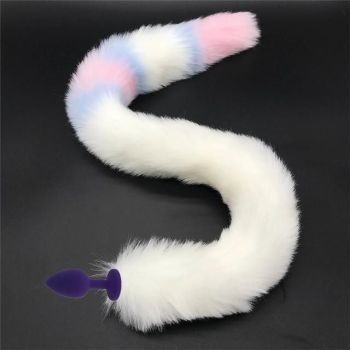 House Of Dasein Stainless Steel Anal Plug With 80Cm Long Fur Tail Bdsm Pet Play Fox Kitten - Small 104