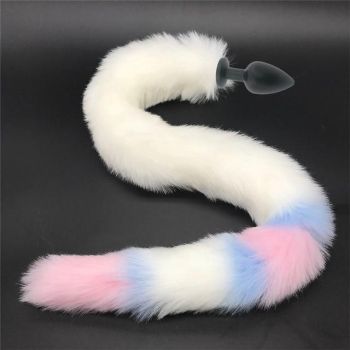 House Of Dasein Stainless Steel Anal Plug With 80Cm Long Fur Tail Bdsm Pet Play Fox Kitten - Small 119