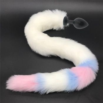 House Of Dasein Stainless Steel Anal Plug With 80Cm Long Fur Tail Bdsm Pet Play Fox Kitten - Medium 120