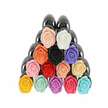 House Of Dasein Colourful Rose Black Metal Anal Small Butt Plug - Pale Green