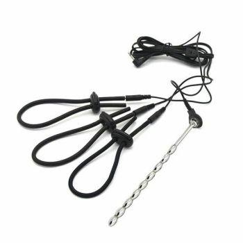 House Of Dasein Electro Shock Nipple Clamps Suction Sound Butt Plug Cock Rings Bdsm - Black - Penis Ring Catheter