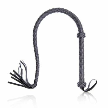 House Of Dasein Real Leather Whip 121Cm Bdsm Impact Play Spanking Fetish Kink - Black