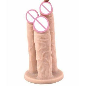 House Of Dasein Big Three Dildo Dong Triple Penetration Purple Brown Flesh Realistic Penis Large - Khaki
