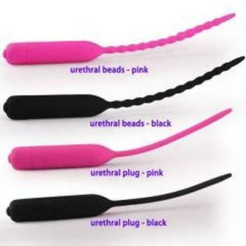 House Of Dasein Black Pink Silicone Urethral Sound Beaded Penis Plug Vibrator - Pink - Beads