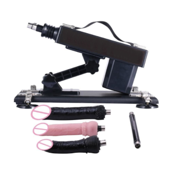 House Of Dasein A2 Automatic Sex Machine 26Cm Inch 3 Huge Realistic Dildos Attachments - Black
