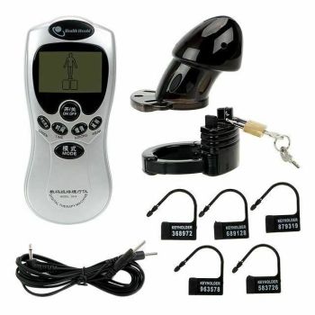 House Of Dasein Electric Shock Penis Cage Male Chastity Device Cock Ring Electro Bdsm Fetish - Silver