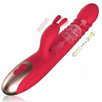 House Of Dasein Heating Rabbit Vibrator Rechargeable Waterproof G Spot Clit Stimulator - Rose Red - Two-Eared Rabbit - Two-Eared Rabbit
