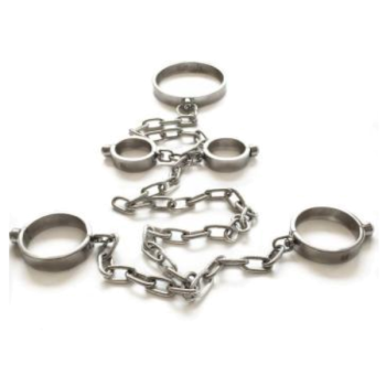 House Of Dasein Metal Restraints Set Stainless Steel Locking Collar Cuffs Kit Bdsm - Male