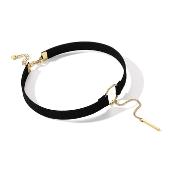 House Of Dasein Black Brown Velvet Choker Boho Dainty Rope Bar Pedant Circle Necklaces For Women - Black Gold