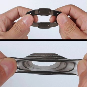 House Of Dasein Set 4 Cock Rings Silicone Stretchy Cages Delay Ejaculation - Black
