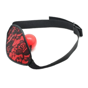 House Of Dasein Red Black Lace Mask Silicone Ball Gag Mouth Bondage Restraints Kink Bdsm Fetish - Red