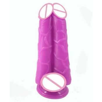 House Of Dasein Big Double Dildo Suction Cup Monster Veined Kink Fetish Large - Purple