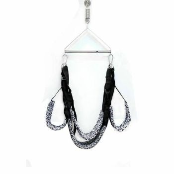 House Of Dasein Leopard Print Swing With Stainless Steel Tripod Sex Position Harness Bdsm - Black
