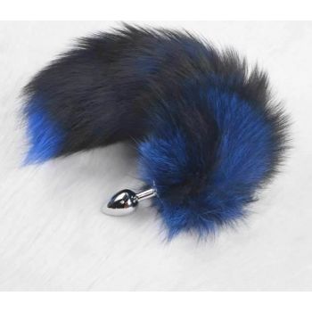 House Of Dasein Fox Faux Fur Tail Metal Anal Stainless Steel Butt Plug Bdsm - Blue