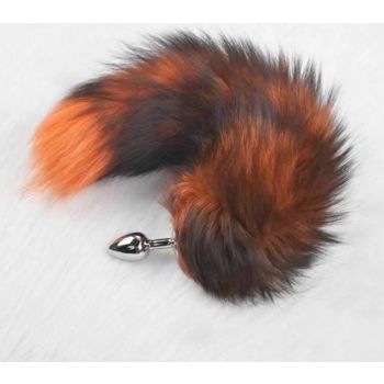 House Of Dasein Fox Faux Fur Tail Metal Anal Stainless Steel Butt Plug Bdsm - Orange