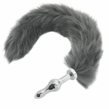 House Of Dasein Grey Long Fox Kitten Puppy Tail Butt Plug Bdsm Pet Play Fetish - Grey - Veteran 126