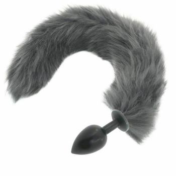 House Of Dasein Grey Long Fox Kitten Puppy Tail Butt Plug Bdsm Pet Play Fetish - Grey - Big 121