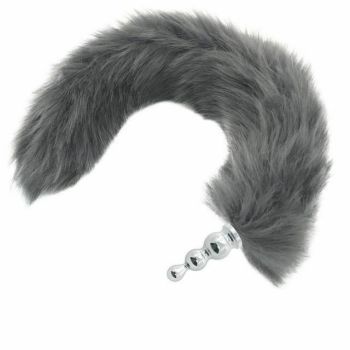 House Of Dasein Grey Long Fox Kitten Puppy Tail Butt Plug Bdsm Pet Play Fetish - Grey - Novice 124