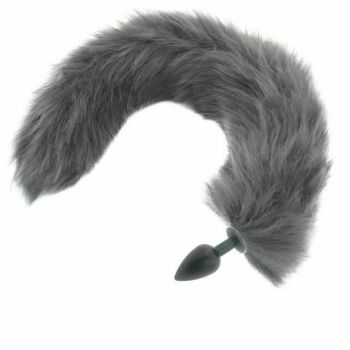 House Of Dasein Grey Long Fox Kitten Puppy Tail Butt Plug Bdsm Pet Play Fetish - Grey - Small 119