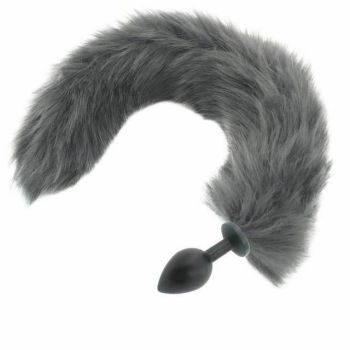 House Of Dasein Grey Long Fox Kitten Puppy Tail Butt Plug Bdsm Pet Play Fetish - Grey - Medium 120