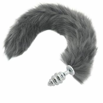 House Of Dasein Grey Long Fox Kitten Puppy Tail Butt Plug Bdsm Pet Play Fetish - Grey - Medium 114