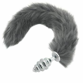 House Of Dasein Grey Long Fox Kitten Puppy Tail Butt Plug Bdsm Pet Play Fetish - Grey - Big 115