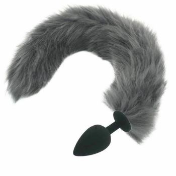 House Of Dasein Grey Long Fox Kitten Puppy Tail Butt Plug Bdsm Pet Play Fetish - Grey - Big 109