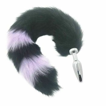 House Of Dasein Black Fox Tail Anal Butt Plug Faux Fur Stainless Steel Cosplay Bdsm Pet Play - Black - Veteran 125