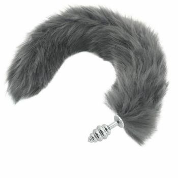House Of Dasein Grey Long Fox Kitten Puppy Tail Butt Plug Bdsm Pet Play Fetish - Grey - Small 113
