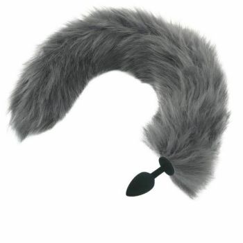 House Of Dasein Grey Long Fox Kitten Puppy Tail Butt Plug Bdsm Pet Play Fetish - Grey - Small 107