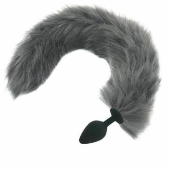 House Of Dasein Grey Long Fox Kitten Puppy Tail Butt Plug Bdsm Pet Play Fetish - Grey - Medium 108