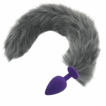 House Of Dasein Grey Long Fox Kitten Puppy Tail Butt Plug Bdsm Pet Play Fetish - Grey - Big 106