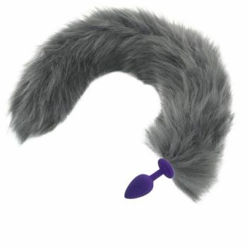 House Of Dasein Grey Long Fox Kitten Puppy Tail Butt Plug Bdsm Pet Play Fetish - Grey - Small 104