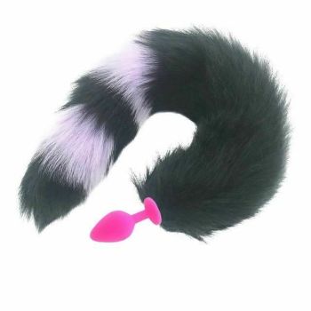 House Of Dasein Black Fox Tail Anal Butt Plug Faux Fur Stainless Steel Cosplay Bdsm Pet Play - Black - Medium 102