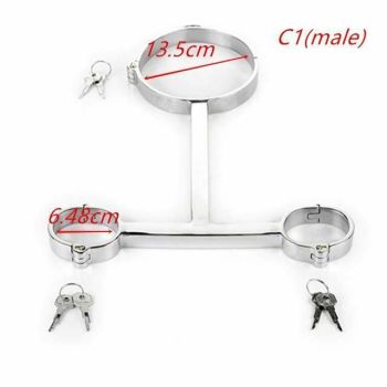 House Of Dasein Metal Spreader Bar Cuffs Collar Bondage Restraint Kits Slave Shackles Set Bdsm - Skin - C1 Male