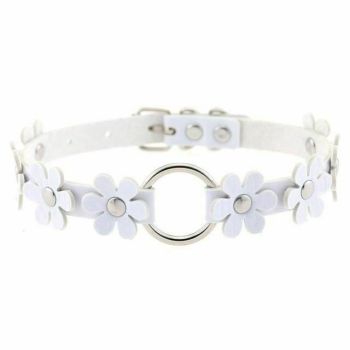 House Of Dasein Flower Choker Animal Friendly Collar 14 Colours Bdsm Submissive - White