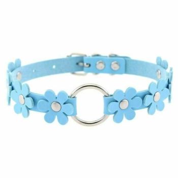 House Of Dasein Flower Choker Animal Friendly Collar 14 Colours Bdsm Submissive - Blue