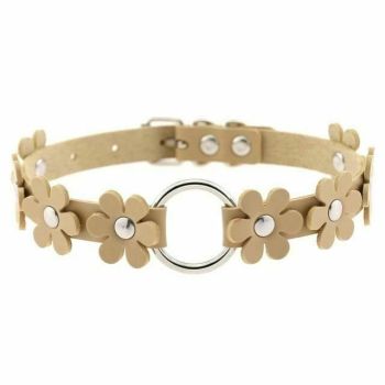 House Of Dasein Flower Choker Animal Friendly Collar 14 Colours Bdsm Submissive - Tan