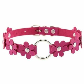 House Of Dasein Flower Choker Animal Friendly Collar 14 Colours Bdsm Submissive - Dark Pink