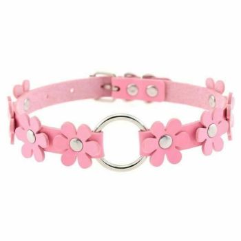 House Of Dasein Flower Choker Animal Friendly Collar 14 Colours Bdsm Submissive - Pink